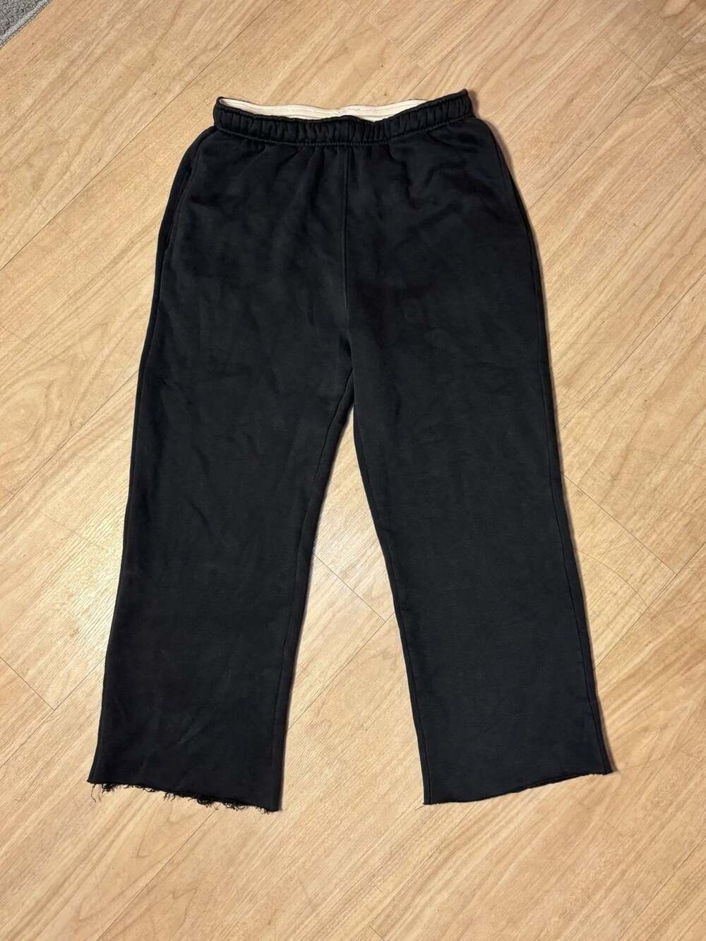 100% cotton Black Raw Hem Sweatpants